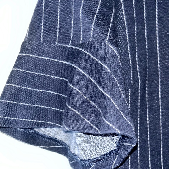 Banana Republic, navy blue and white pinstriped Ponte dress size 14 - Picture 5 of 13